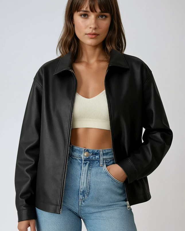Revelia | Faux Leather Jacket – Zipper Jacket