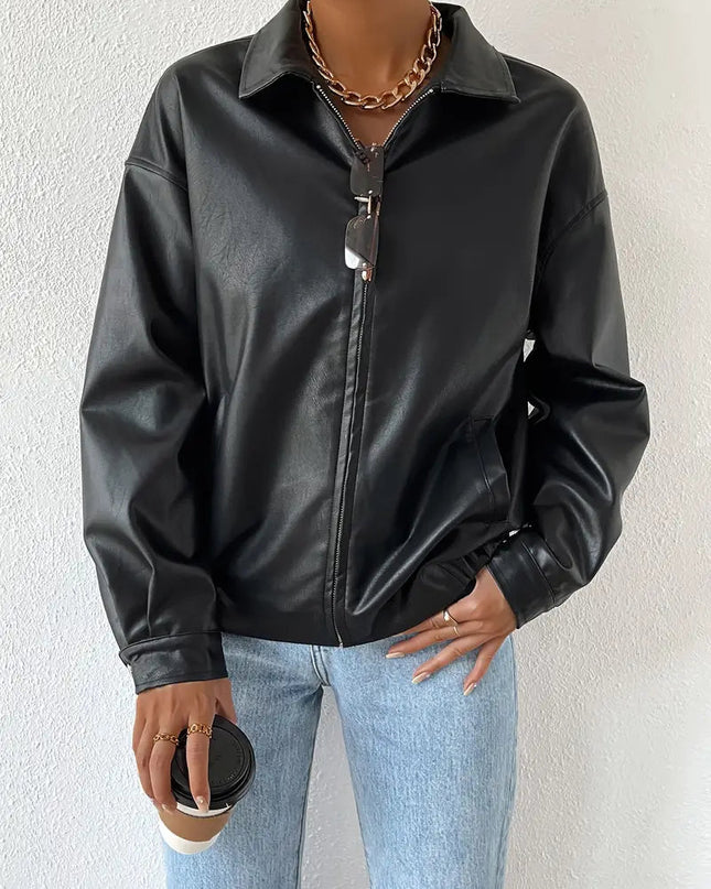 Revelia | Faux Leather Jacket – Zipper Jacket