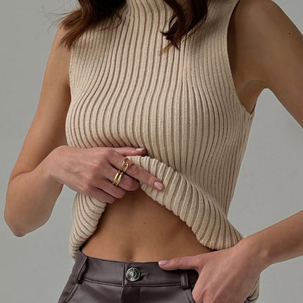 RibMist | Minimalist Mock Neck Rib Tank – Knitwear