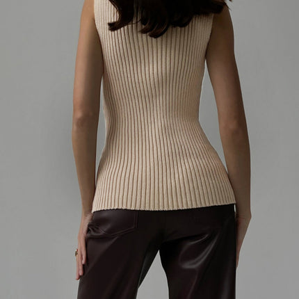 RibMist | Minimalist Mock Neck Rib Tank – Knitwear