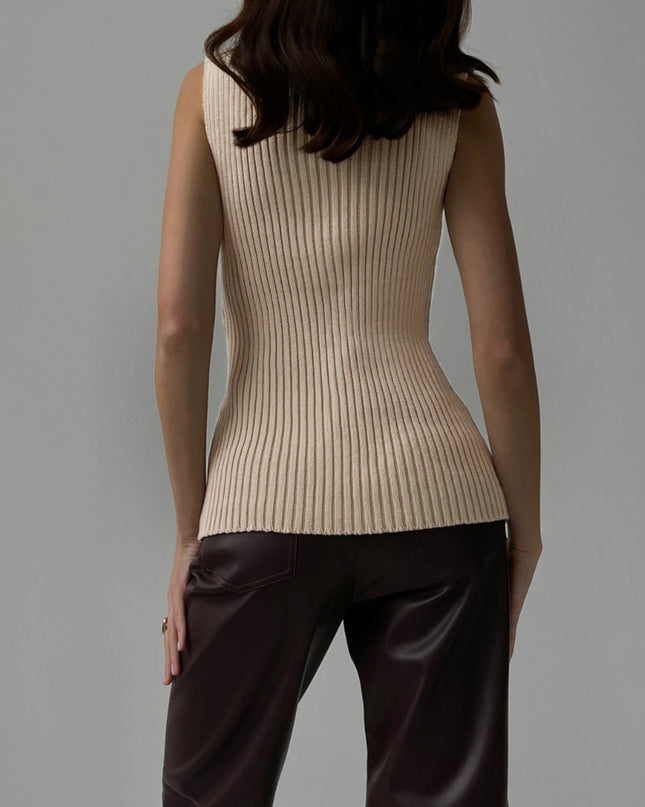 RibMist | Minimalist Mock Neck Rib Tank – Knitwear