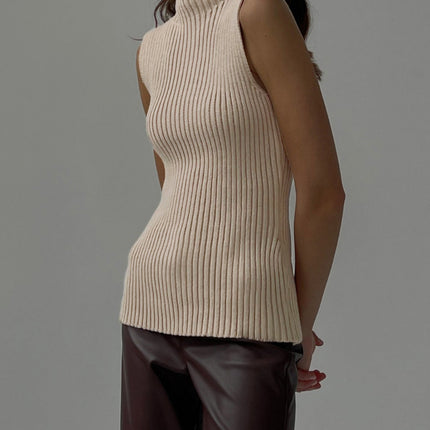 RibMist | Minimalist Mock Neck Rib Tank – Knitwear