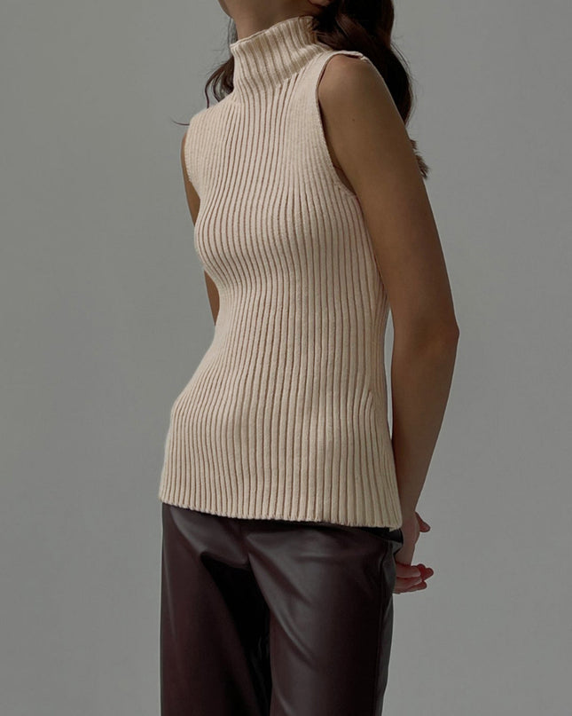RibMist | Minimalist Mock Neck Rib Tank – Knitwear
