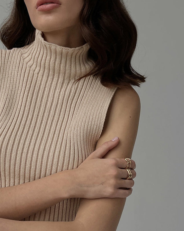 RibMist | Minimalist Mock Neck Rib Tank – Knitwear