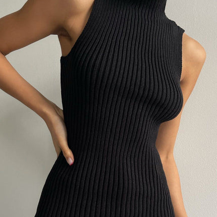 RibMist | Minimalist Mock Neck Rib Tank – Knitwear