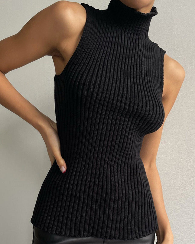 RibMist | Minimalist Mock Neck Rib Tank – Knitwear