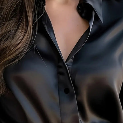 Selvanna | Women’s Satin Blouse – Long Sleeve Top