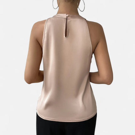 Seravine | Satin Halter Blouse – Pleated Style