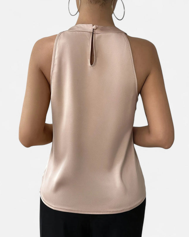 Seravine | Satin Halter Blouse – Pleated Style