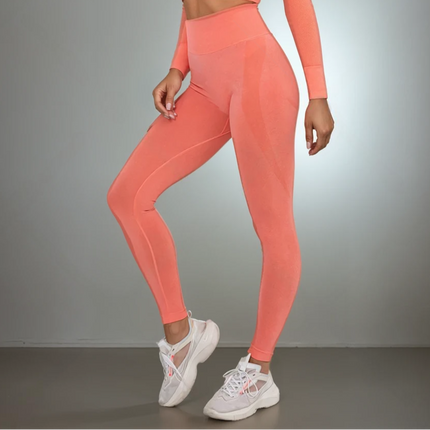 Serelise | Women’s Seamless Leggings – Graceful Stretch Silhouette - Orange