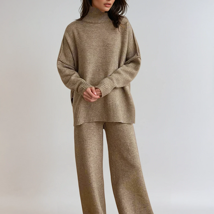 Serenia | Turtleneck Knit Pants Set – High Neck Knitwear