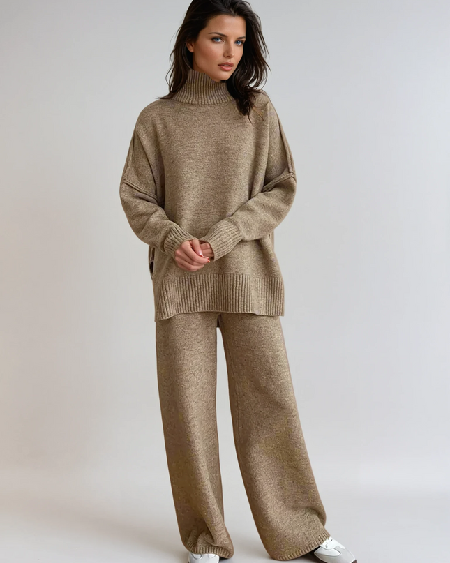 Serenia | Turtleneck Knit Pants Set – High Neck Knitwear