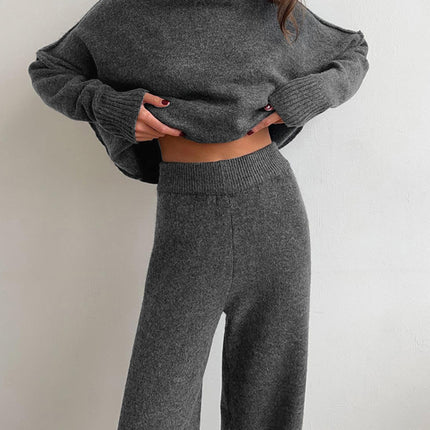 Serenia | Turtleneck Knit Pants Set – High Neck Knitwear