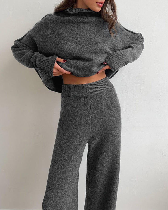 Serenia | Turtleneck Knit Pants Set – High Neck Knitwear