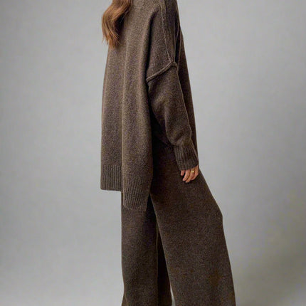 Serenia | Turtleneck Knit Pants Set – High Neck Knitwear