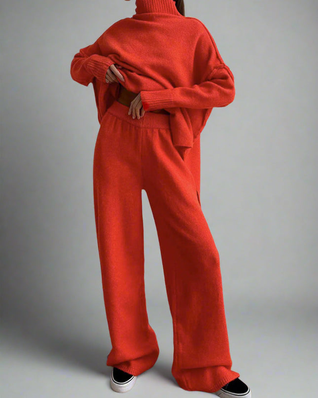 Serenia | Turtleneck Knit Pants Set – High Neck Knitwear
