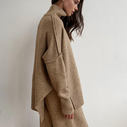 Serenia | Turtleneck Knit Pants Set – High Neck Knitwear