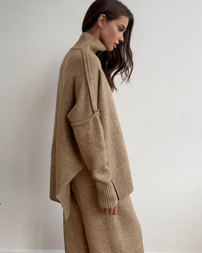 Serenia | Turtleneck Knit Pants Set – High Neck Knitwear