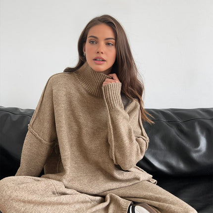 Serenia | Turtleneck Knit Pants Set – High Neck Knitwear