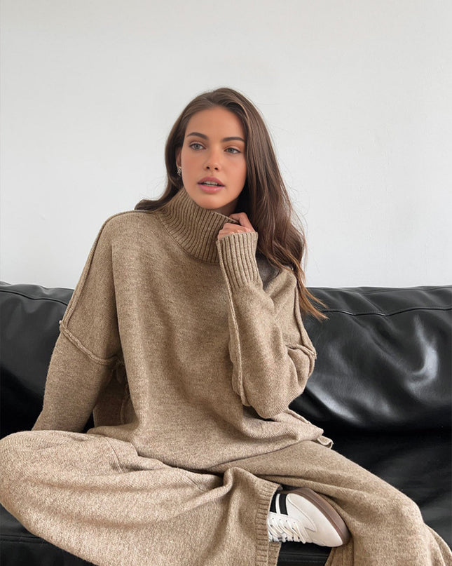 Serenia | Turtleneck Knit Pants Set – High Neck Knitwear