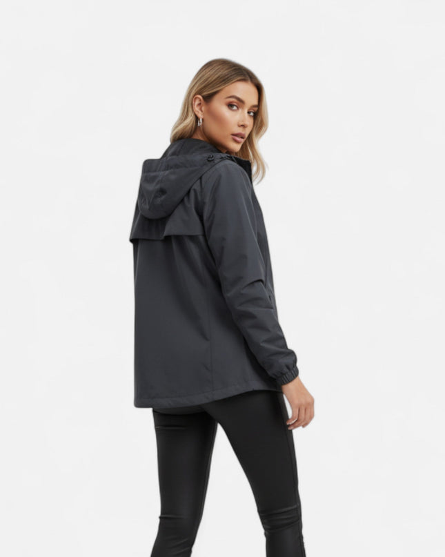Solvett | Hooded Waterproof Jacket – Outdoor with High Neckline