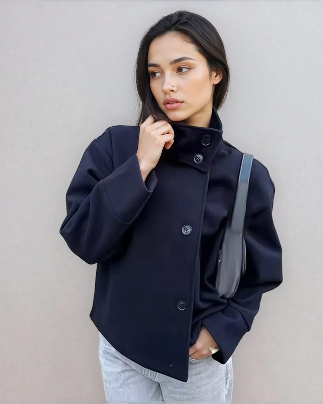 Sorella | Short Woolen Stand Collar Coat – Single Breasted Coat