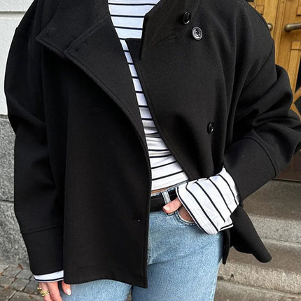 Sorella | Short Woolen Stand Collar Coat – Single Breasted Coat