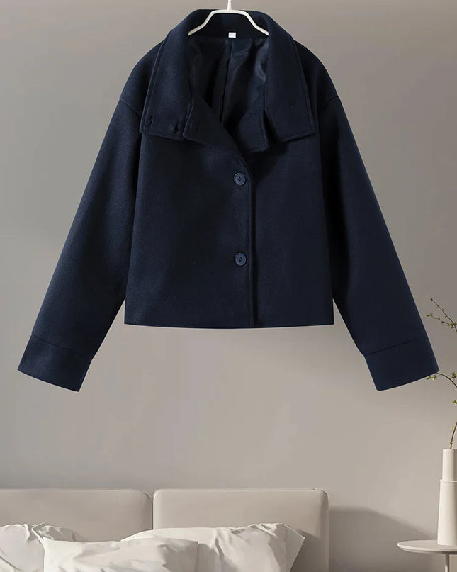Sorella | Short Woolen Stand Collar Coat – Single Breasted Coat