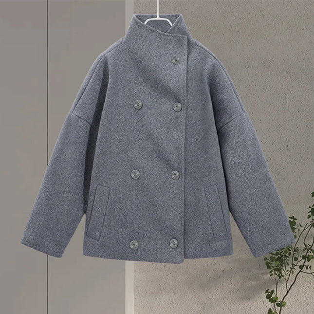 Sorella | Short Woolen Stand Collar Coat – Single Breasted Coat