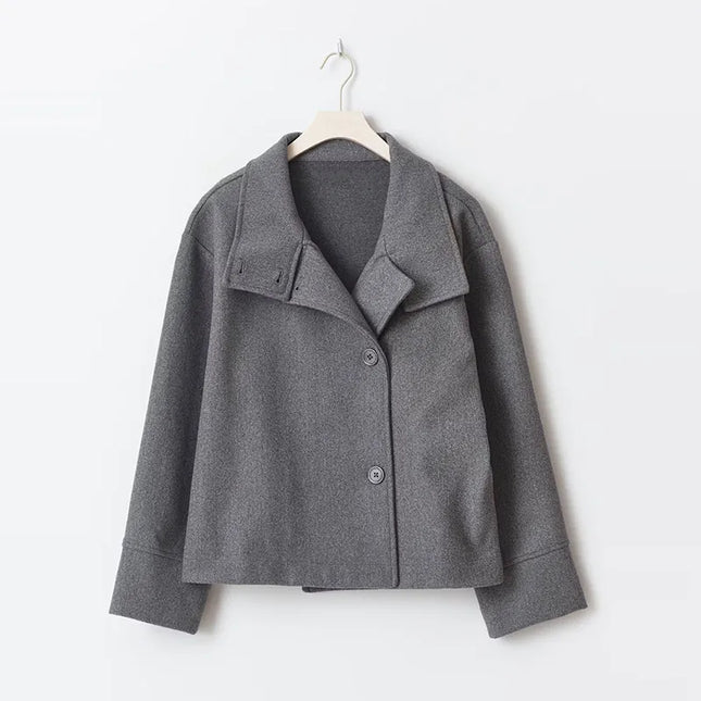 Sorella | Short Woolen Stand Collar Coat – Single Breasted Coat