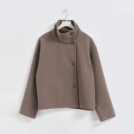 Sorella | Short Woolen Stand Collar Coat – Single Breasted Coat