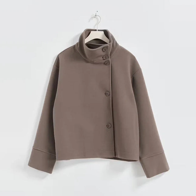 Sorella | Short Woolen Stand Collar Coat – Single Breasted Coat