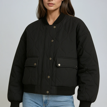 Stonia | Geometric Bomber Jacket – Cropped Jacket