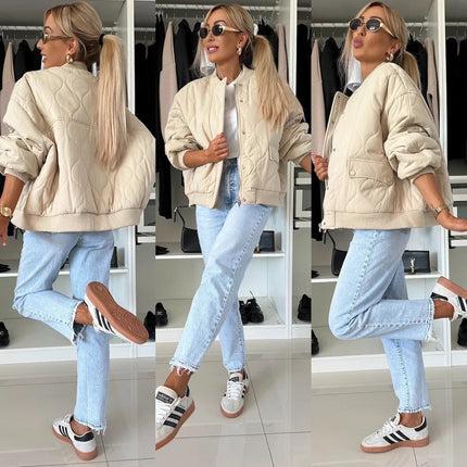 Stonia | Geometric Bomber Jacket – Cropped Jacket