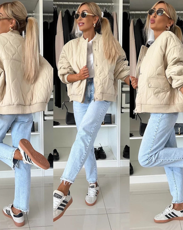 Stonia | Geometric Bomber Jacket – Cropped Jacket