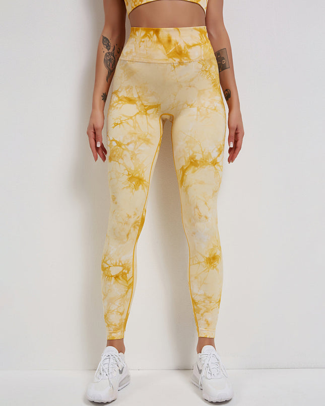Fyoja | Seamless Tie-Dye Leggings – Bold Scrunch Edition - Yellow