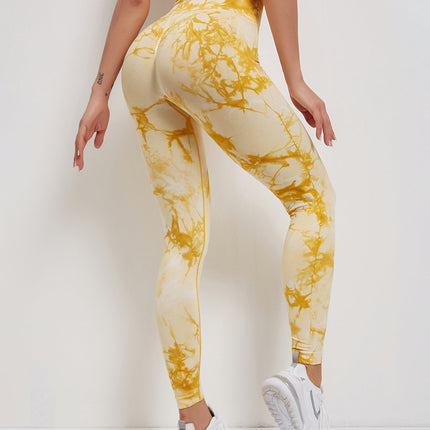 Fyoja | Seamless Tie-Dye Leggings – Bold Scrunch Edition - Yellow