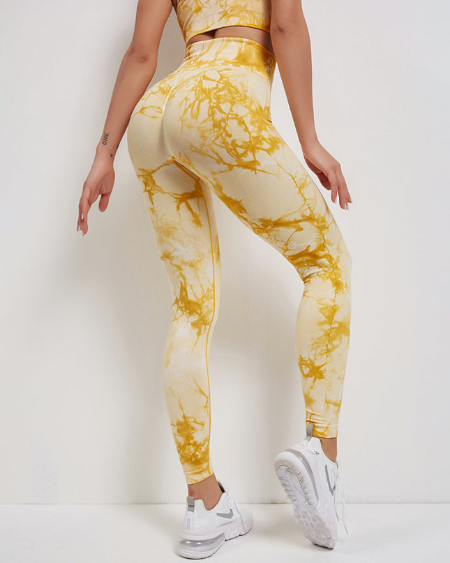 Fyoja | Seamless Tie-Dye Leggings – Bold Scrunch Edition - Yellow