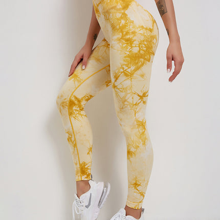 Fyoja | Seamless Tie-Dye Leggings – Bold Scrunch Edition - Yellow