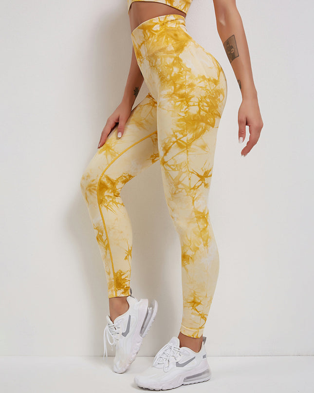 Fyoja | Seamless Tie-Dye Leggings – Bold Scrunch Edition - Yellow