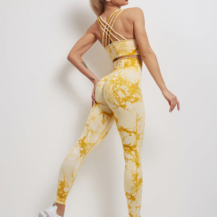 Fyoja | Seamless Tie-Dye Leggings – Bold Scrunch Edition - Yellow