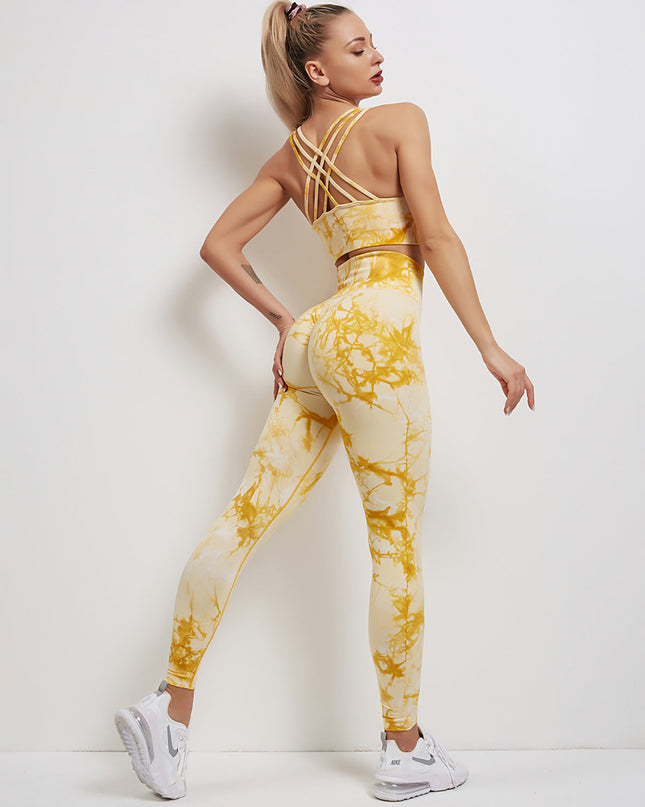 Fyoja | Seamless Tie-Dye Leggings – Bold Scrunch Edition - Yellow