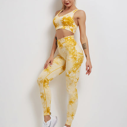 Fyoja | Seamless Tie-Dye Leggings – Bold Scrunch Edition - Yellow
