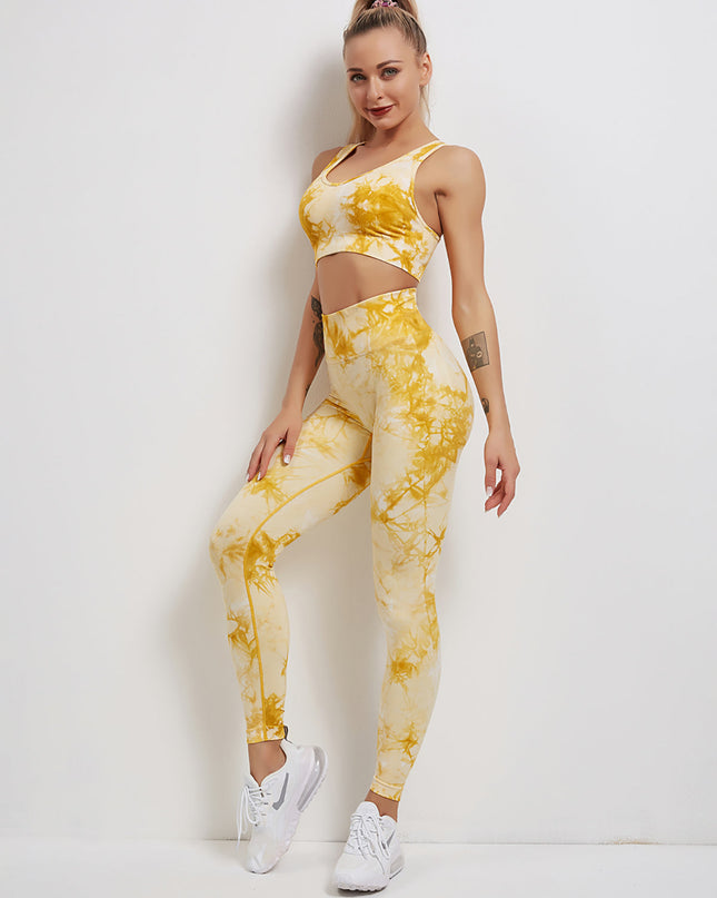 Fyoja | Seamless Tie-Dye Leggings – Bold Scrunch Edition - Yellow