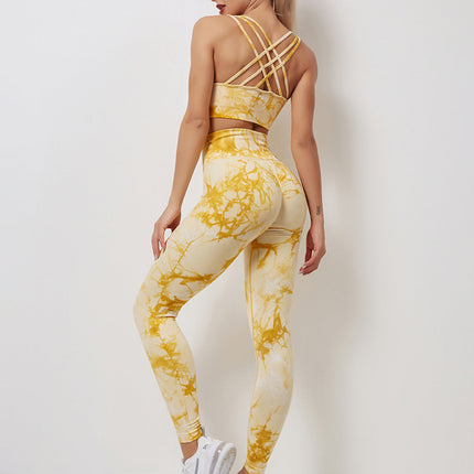 Fyoja | Seamless Tie-Dye Leggings – Bold Scrunch Edition - Yellow