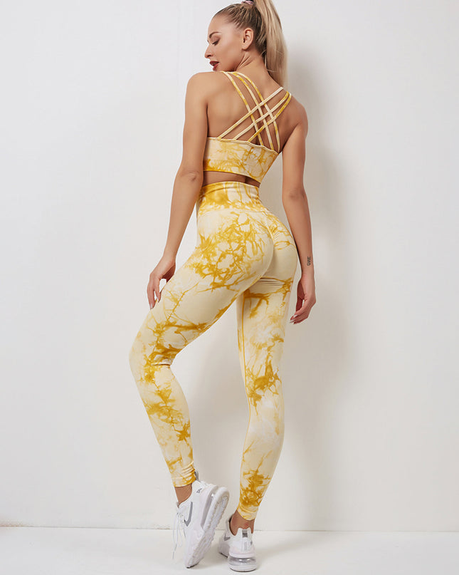 Fyoja | Seamless Tie-Dye Leggings – Bold Scrunch Edition - Yellow