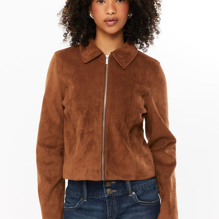 Tula | Faux Suede Cropped Jacket – Zipper Jacket