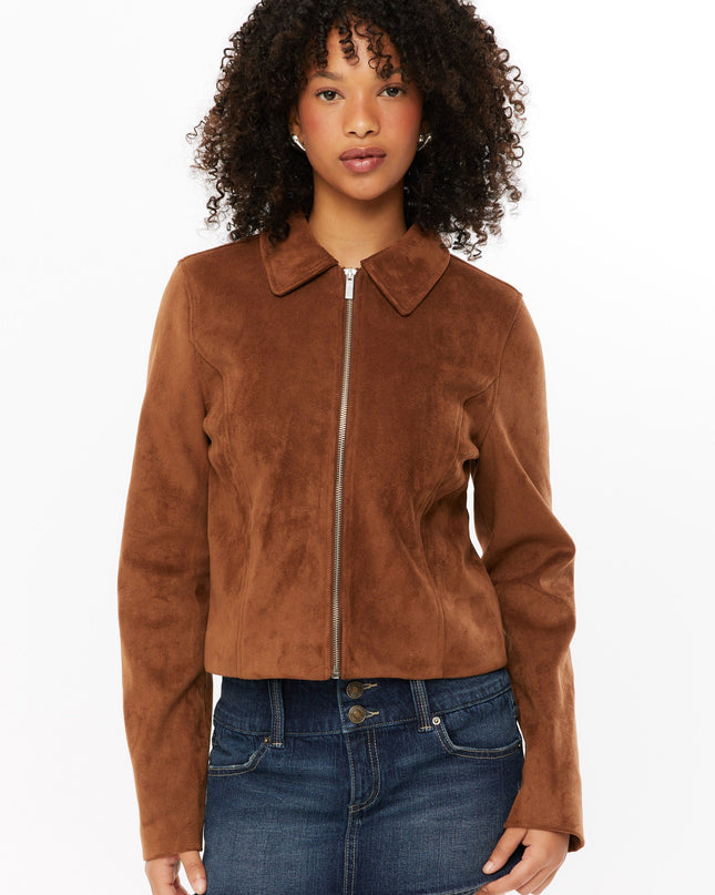 Tula | Faux Suede Cropped Jacket – Zipper Jacket
