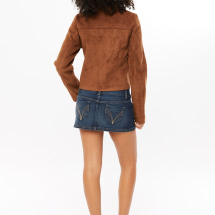 Tula | Faux Suede Cropped Jacket – Zipper Jacket