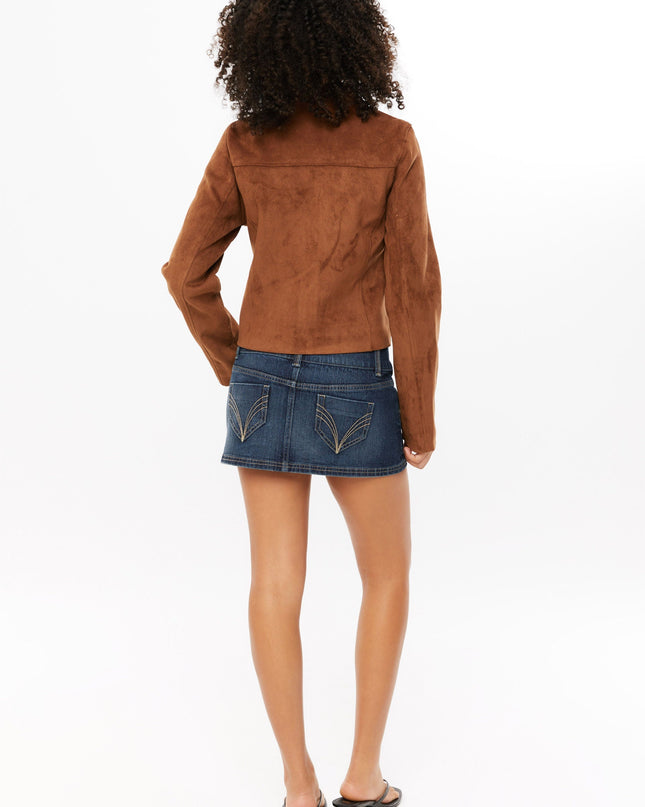 Tula | Faux Suede Cropped Jacket – Zipper Jacket